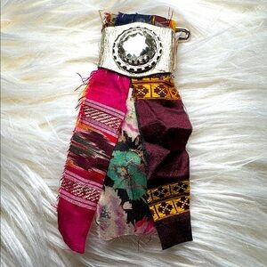 Boho | Fabric Brooch |,Hand Crafted Pin Crystal Embellished 5’ Silk and Lace